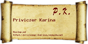 Priviczer Karina névjegykártya